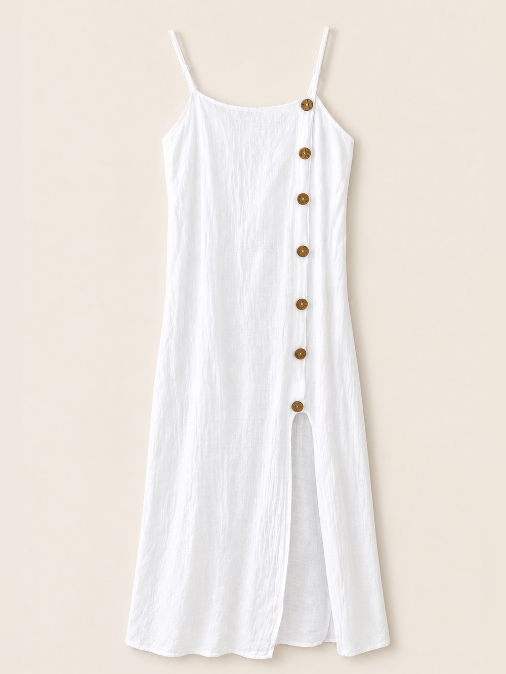 Blanco | 100% Cotton Gauze Button Detail Maxi Dress Coastal Resort Size Large